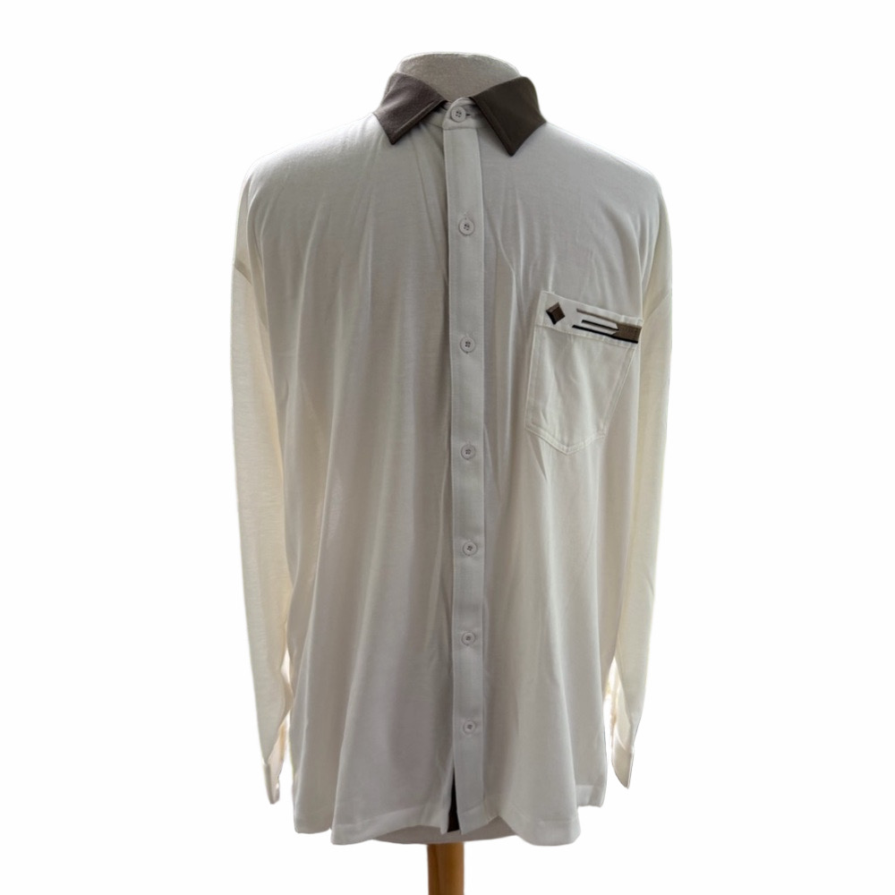 Gabicci Off-White Brown Size XL Shirt Long Sleeve Button Up EUC Men’s